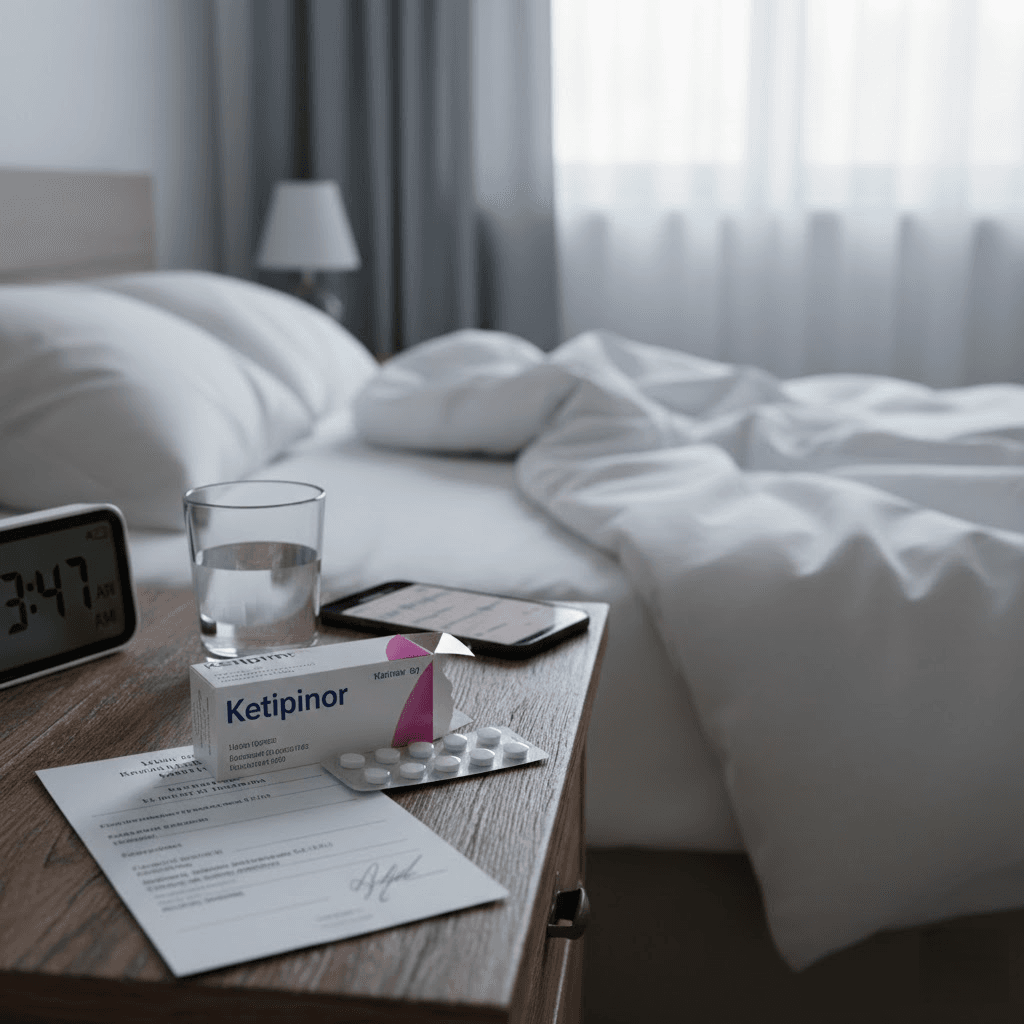 Ketipinor: Realybė už recepto – veikimas, dozavimo paradoksai ir miego spąstai